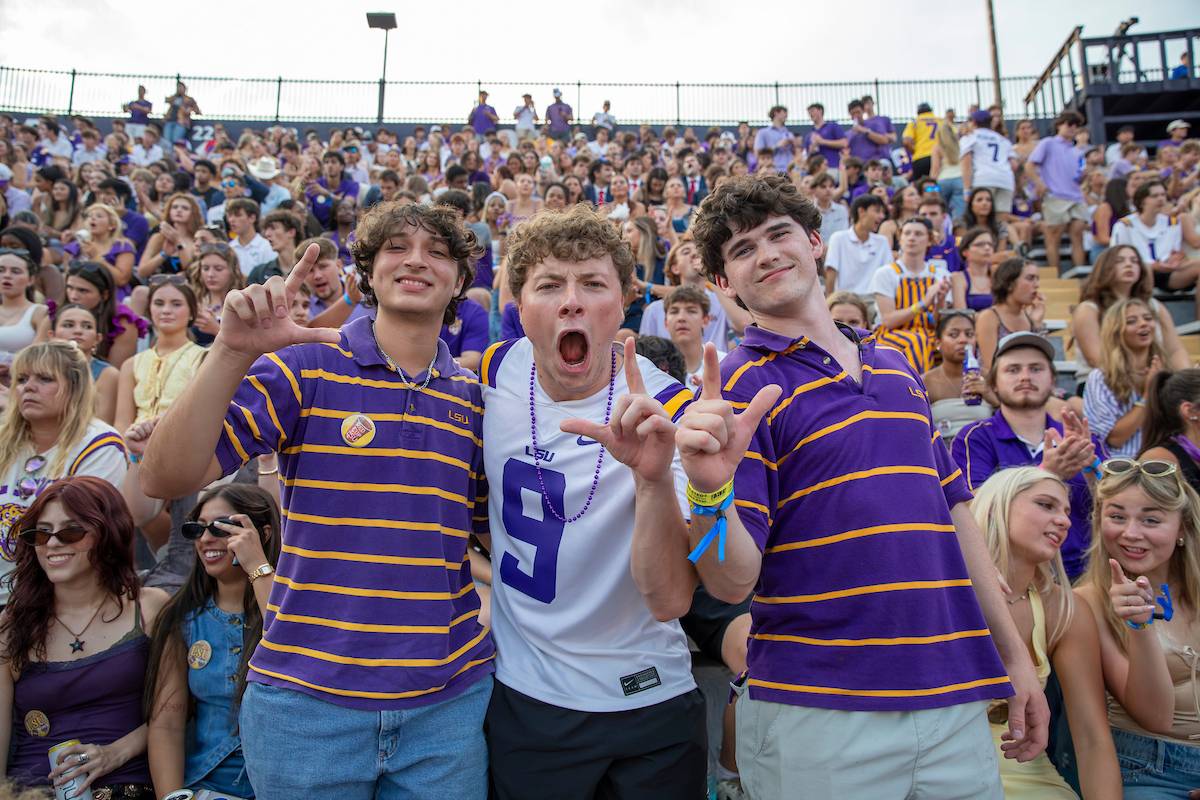 LSU students in the student section LSU students in the student section