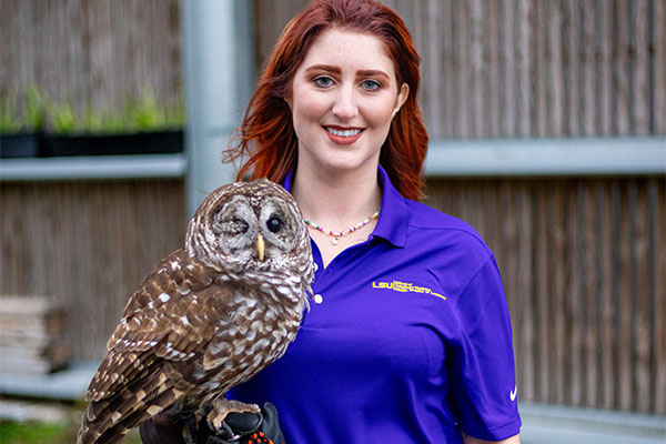 Chelsea Duplantis with barred owl